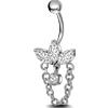 NovaNavel Piercing ombelico taglio marquise con catena in argento