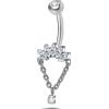 NovaNavel Piercing ombelico pietre taglio marquise e catena in argento