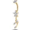 NovaNavel Piercing ombelico petalo bianco in oro