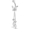 NovaNavel Piercing ombelico farfalla con pendenti in argento
