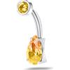NovaNavel Piercing ombelico goccia infinita gialla in argento