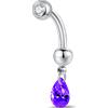 NovaNavel Piercing ombelico goccia pendente viola in argento