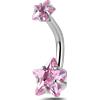 NovaNavel Piercing ombelico con doppia stella rosa in argento