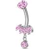 NovaNavel Piercing ombelico petali rosa in argento