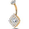 NovaNavel Piercing ombelico quadrato bianco in oro