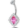NovaNavel Piercing ombelico quadrato rosa in argento