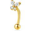 NovaNavel Piercing sopracciglio/orecchio farfalla in oro
