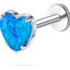NovaNavel Piercing orecchio/naso/bocca cuore azzurro opale in argento