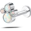 NovaNavel Piercing orecchio/naso/bocca tre grappoli bianchi opali in argento