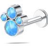 NovaNavel Piercing orecchio/naso/bocca tre grappoli blu opale in argento