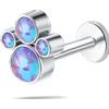 NovaNavel Piercing orecchio/naso/bocca tre grappoli viola opale in argento