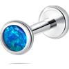 NovaNavel Piercing orecchio/naso/bocca sfera opale blu in argento