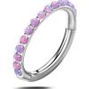 NovaNavel Piercing orecchio/naso/bocca cerchietto opale viola in argento