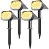 Quntis 4Pcs Lampade Solari da Giardino 3 Modes Faretto LED da Esterno Solare IP65 Impermeabile Luci Solari da Esterno Bianco Caldo Faretti Solari Potenti Luci Esterno Energia Solare per Cortile Patio