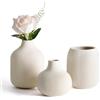 Dnnnii Set di 3 vasi moderni in ceramica beige di Rib Texture, perfetti per decorazioni per la casa neutre e di transizione, collezione di vasi decorativi minimalisti, piccoli vasi in ceramica per un