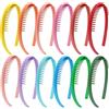 Duufin 12 Pezzi Cerchietto con Dentini Cerchietti per Capelli con Dentini Fasce Capelli Colorati per Donna e Ragazze, 12 Colori