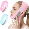 BSITSSS 2 Pezzi Maschera Doppio Mento,V-Line Fascia Lifting Rosa e Blu, Riutilizzabile Jawliner Face Mask Maschera Lifting Viso per Rassodare il Contorno Viso e Mento