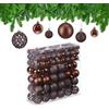 Relaxdays Set da 150 Palline di Natale, Addobbi Natalizi, Opache, Lucide, Glitterate, ∅ 3,4 e 6 cm, Decorazioni, Marrone