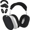 MyGadget Cover [3 in 1] per Apple Airpods Max - 1x Fascia per la Testa | 2x Case per Orecchie Interno & Esterno - Custodie in Silicone Nero