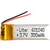 Liter energy battery Batteria 601240 LiPo 3.7V 300mAh 1.11Wh 1S 5C Liter Energy Battery per l'elettronica Ricaricabile Telefono Portatile Smartwatch Orologio GPS - Non adatto per Radiocomando 42x12x6mm (300mAh|601240)