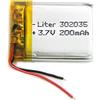 Liter energy battery Batteria 302035 LiPo 3.7V 200mAh 0.74Wh 1S 5C Liter Energy Battery per l'elettronica Ricaricabile Telefono Portatile Smartwatch Orologio GPS - Non adatto per Radiocomando 37x20x4mm (200mAh|302035)