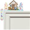 FOSDICK Decorazioni Pasquali da Porta in Legno, Pasqua Decorazioni Angolo Porta, con Coniglio Pasquale Casa Elfo Motivo, Addobbi Pasquali Angolo porta in Legno, Decorazione Pasqua per Finestre Mensole