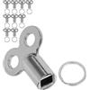 Your Day Mate Set di chiavi per lo spurgo del radiatore, 10 pz, in Argento, con anello per chiave, chiave quadrata per valvole del radiatore da 5 mm di lunghezza, kit di anelli sdoppiati per lo spurgo del radiatore