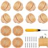 Ylinwtech 12Pezzi Pomelli per Mobili in Rattan Legno,Pomelli in Rattan,Pomelli per Mobili in Rattan,Rattan Manopole Rotonde in Legno con Viti,Pomelli Legno Rattan,pour Armadi, Comodino, Cucina
