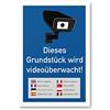 Komma Security Questo Terreno è videoüberwacht multilingue, Cartelli Blu e bianco realistico tisches fotocamera simbolo (Verticale)