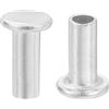 QUARKZMAN 50pz Rivetti Semitubolari, 4mm x 10mm Rivetti Semi-Tubolari Testa Piatta Tonda Alluminio Rivetti con Perno Metallo per Riparazioni Domestiche Industriali, Argento