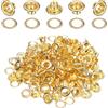 QUARKZMAN 50Set Occhielli per Teloni 5mm 1/5 Occhiello Strumento Metallici in Ottone con Rondelle per Tende in Tessuti Cinture in Pelle Scarpe Borse Fai Da Te, Oro