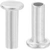 QUARKZMAN 50pz Rivetti Semitubolari, 4mm x 12mm Rivetti Semi-Tubolari Testa Piatta Tonda Alluminio Rivetti con Perno Metallo per Riparazioni Domestiche Industriali, Argento