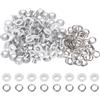 QUARKZMAN 100 Set Kit Occhielli in Metallo 5mm 3/16 Occhiello per Teloni Piccolo con Foro Rondelle per Scrapbooking Scarpe Abbigliamento Pelle Tela, Bianco