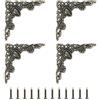 QUARKZMAN 4pz Angolo Piatto Vintage, 2 x 2 Angoli per Scrivania in Metallo in Lega di Zinco Copriangoli Decorativi con Chiodo di Montaggio per Mobili Scatole di Gioielli, Bronzo