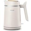 Philips Bollitore Elettrico Eco Conscious Edition, 1,7 L, 2200 W, Plastica Bio-Based al 100%, Spegnimento Automatico, Base Girevole a 360°, Indicatore Luminoso, Colore Bianco Seta (HD9365/10)
