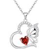 Tusuzik Collana Donna Argento 925 Collana Cuore Farfalla Gennaio Birthstone Necklace Idee Regalo Gioielli Donna per Mogile/Sorella/Amiche Regali Anniversario Compleanno Festa della Mamma Valentin's Day