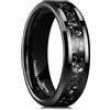 King Will Fedi nuziali da uomo con intarsio in lamina, colore nero/argento/oro con bordo smussato, anello con pietra luminosa, anelli in carburo di tungsteno da 6 mm/8 mm, vestibilità comoda, T 1/2