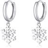 SLUYNZ Orecchini a Cerchio Fiocco di Neve in Argento Sterling per le Donne Ragazze Adolescenti Natale fiocco di Neve Orecchini a Cerchio Goccia (A-Silver)