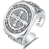 INFUSEU Anello San Benedetto, Argento Sterling 925 Religioso Cattolico Cristiano Esorcismo Anello da Uomo Cavalieri Templari Medaglia Cristiana Croce Ordine Norcia Protezione Gioielli per Uomo Donna