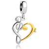 LSxAB Ciondolo LSxAB a Forma di Nota Musicale per Amanti della Musica Compatibile con Braccialetti Pandora Charms, Rame, Nessuna pietra preziosa