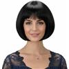 Carnival Toys Parrucca Nera Donna con Frangia - Taglio Bob Caschetto Corto - Modello Lovely per Cosplay, Carnevale, Feste e Uso Quotidiano