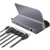 Logilink Docking station USB 3.2 Gen1 a 6 porte con USB PD (PowerDelivery 100W) in alluminio, supporto per tablet, smartphone e controller