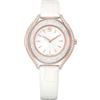 Swarovski Orologio Crystalline aura, Fabbricato in Svizzera, Cinturino in pelle, Bianco, Finitura in tono oro rosa