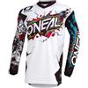 O'Neal | Maglia da Motocross a Manica Lunga | Bambini | MX MTB Mountainbike Enduro | Protezione Gomito Cucita, Collo a V, Materiale Traspirante | Element Youth Jersey Villain | Bianco | Taglia S