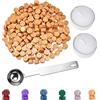 FFTANXS Ceralacca Kit, Perline Ottagonali di Ceralacca, 200 Pcs Ceralacca Perline con 2 Candele da tè e 1 Cucchiaio da Sciogliere, Cera Lacca per Sigilli diy kit per Invito di Compleanno Festa di Nozze