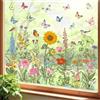 decalmile Adesivi per Finestra Fiori Vintage Girasole Primaverile Adesivi | Anti-Collisione, Elettrostatici Adesione, Stampa su Doppia Faccia, Visibile su Entrambi i Lati, Impermeabile, Rimuovibile