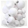 Sea Team Set di 32 palline per albero di Natale in tessuto di velluto floccato, palline in velluto, decorazioni infrangibili in plastica per albero di Natale, corona, ghirlanda, diverse misure, bianco