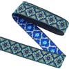 FINGERINSPIRE Nastro jacquard in stile etnico blu da 7m, larghezza 34mm, motivo floreale a rombo con finiture intrecciate,ricami vintage,nastri in poliestere,per cucito,confezione regalo,abbigliamento