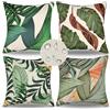 EliteHomeComforts Federe Cuscini All'Aperto Copricuscini Divano 40x40 All'Acqua Estiva Copricuscino Divano In Lino Moderno Set di 4 Federe Cuscini Divano Per Soggiorno Giardino Farmhouse Decor ( Foglia Verde D)