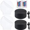 BAIFULAI Attacco a LED, 2 pezzi, attacco luminoso 3D, con pannello luminoso, telecomando e cavo USB, regolabile, 16 colori, controllo touch, luce notturna a LED, per acrilico e plexiglas